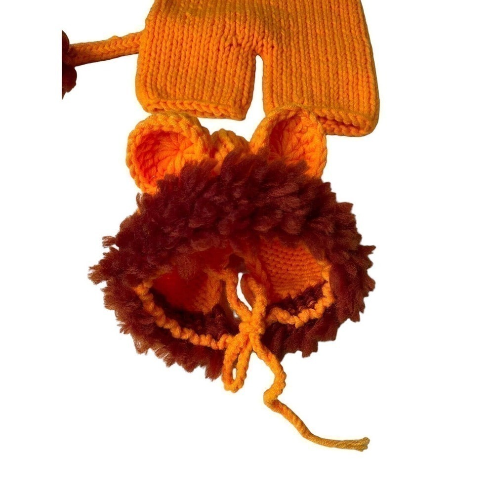 Newborn Photo Session Outfit Lion Costume Hand knit Baby Infant Hat Cap Pants - Picture 6 of 9